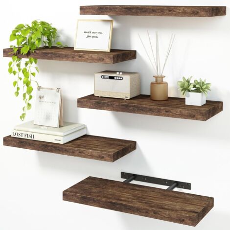 Estantes flotantes, estante colgante para pared de 15,7 pulgadas, estantes de pared de madera rústica para baño, sala de estar, dormitorio, cocina, decoración de oficina, paquete de 5