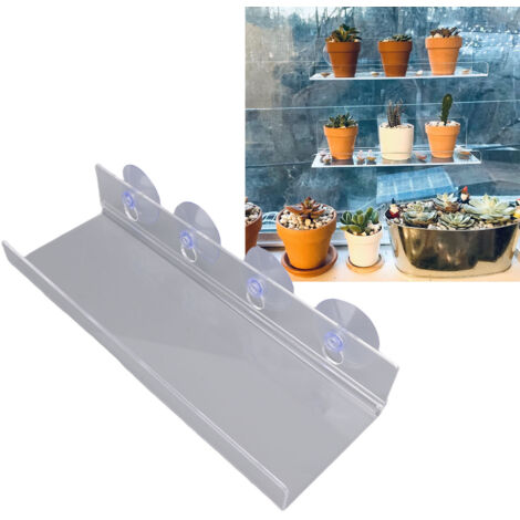 [Estantes flotantes para plantas] [Alféizar de ventana acrílico] [2 piezas] [Montaje con ventosa]