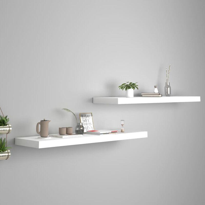 

Estantes flotantes pared 2 uds blanco MDF 90x23,5x3,8cm - Blanco