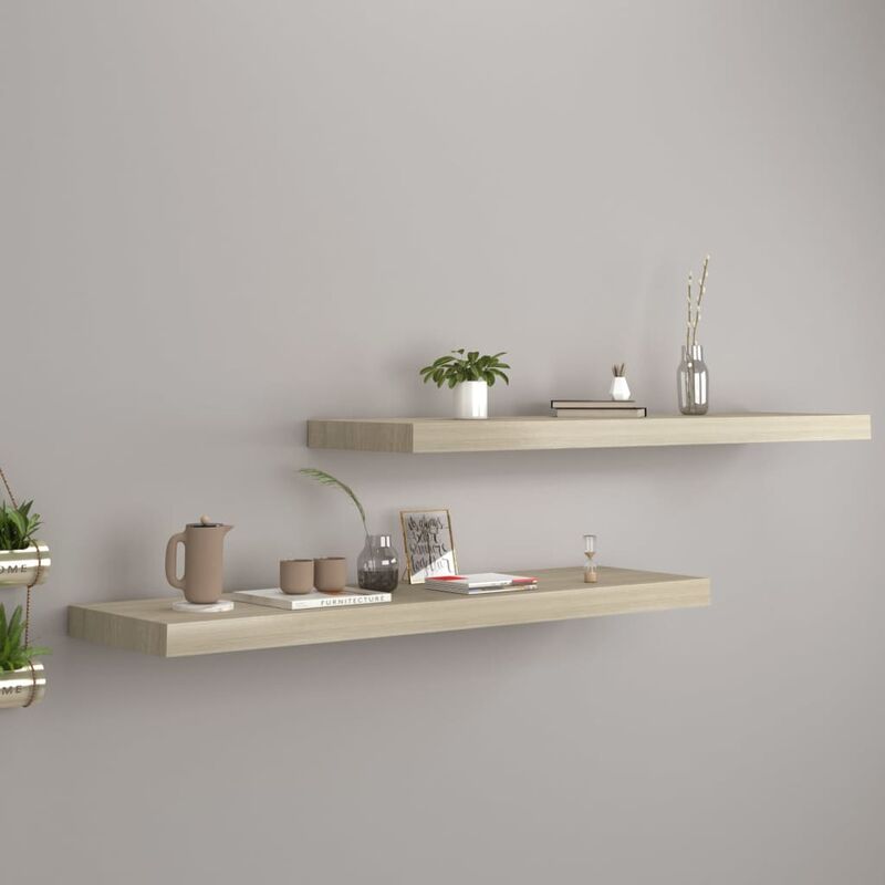 

Estantes flotantes pared 2 uds color roble MDF 90x23,5x3,8 cm - Marrón