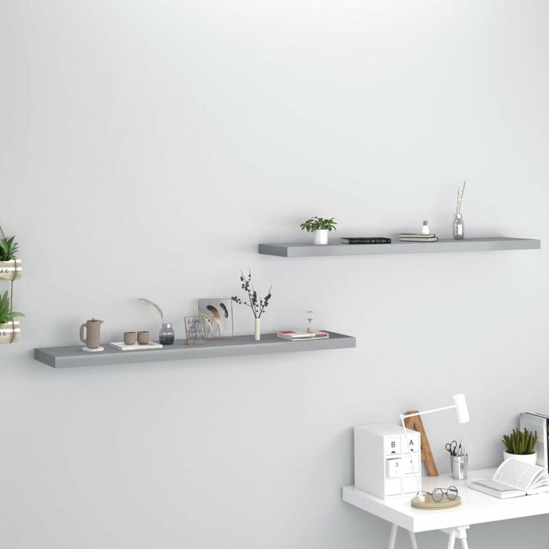 

Estantes flotantes pared 2 uds gris MDF 120x23,5x3,8cm