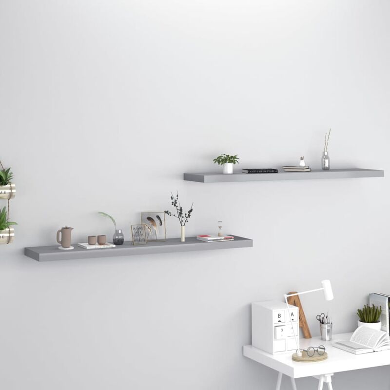 

Youthup - Estantes flotantes pared 2 uds gris MDF 120x23,5x3,8cm - Gris