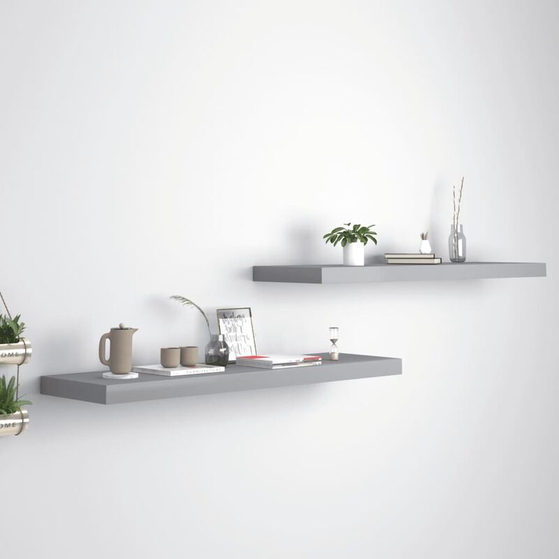 

Estantes flotantes pared 2 uds gris MDF 90x23,5x3,8 cm - Gris