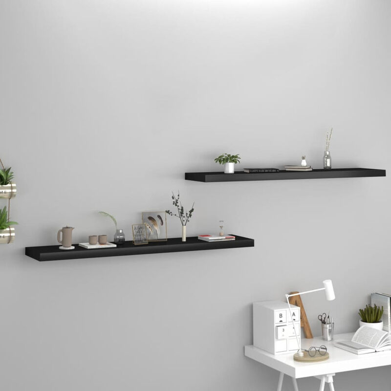 

Estantes flotantes pared 2 uds negro MDF 120x23,5x3,8cm