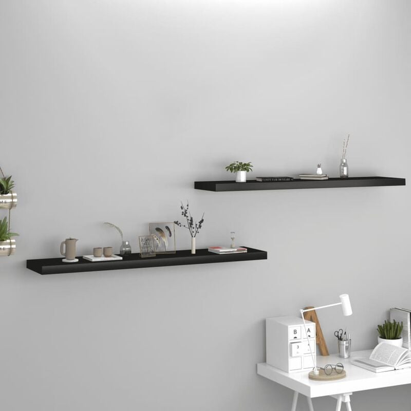 

Estantes flotantes pared 2 uds negro MDF 120x23,5x3,8cm
