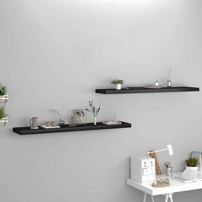 

Estantes flotantes pared 2 uds negro MDF 120x23,5x3,8cm