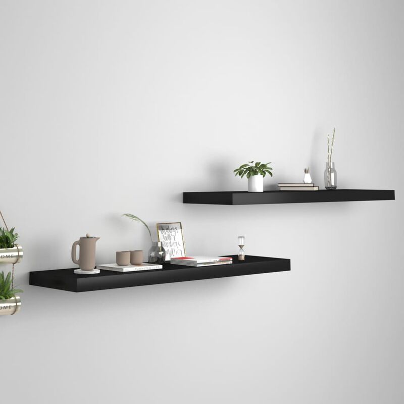 

Estantes flotantes pared 2 uds negro MDF 90x23,5x3,8 cm