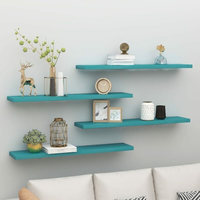 

Estantes flotantes pared 4 uds azul MDF 120x23,5x3,8cm