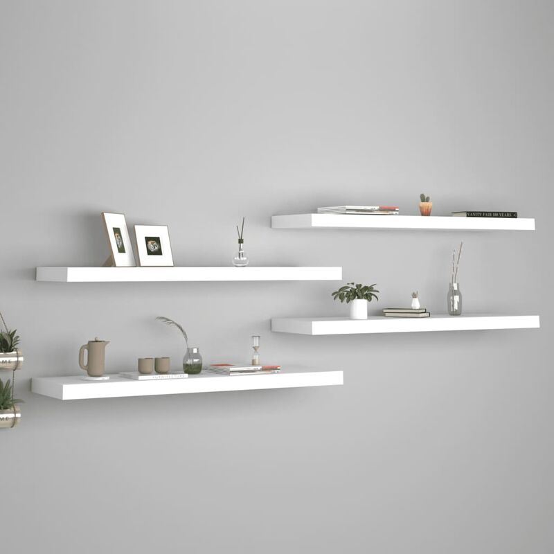 

Estantes flotantes pared 4 uds blanco MDF 90x23,5x3,8cm