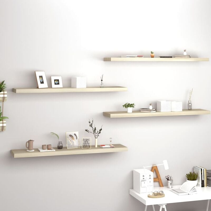 

Estantes flotantes pared 4 uds color roble MDF 120x23,5x3,8cm