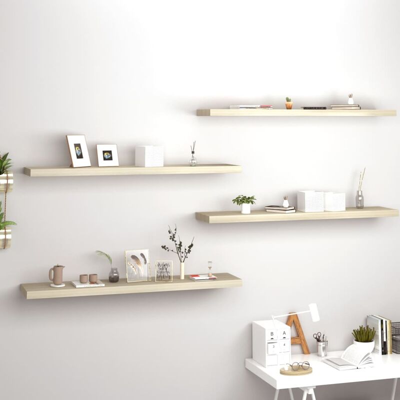 

Estantes flotantes pared 4 uds color roble MDF 120x23,5x3,8cm - Marrón