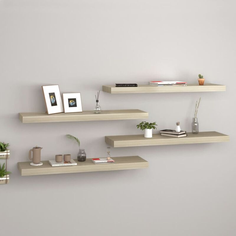 

Estantes flotantes pared 4 uds color roble MDF 80x23,5x3,8cm