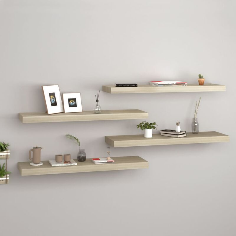 

Youthup - Estantes flotantes pared 4 uds color roble MDF 80x23,5x3,8cm - Marrón