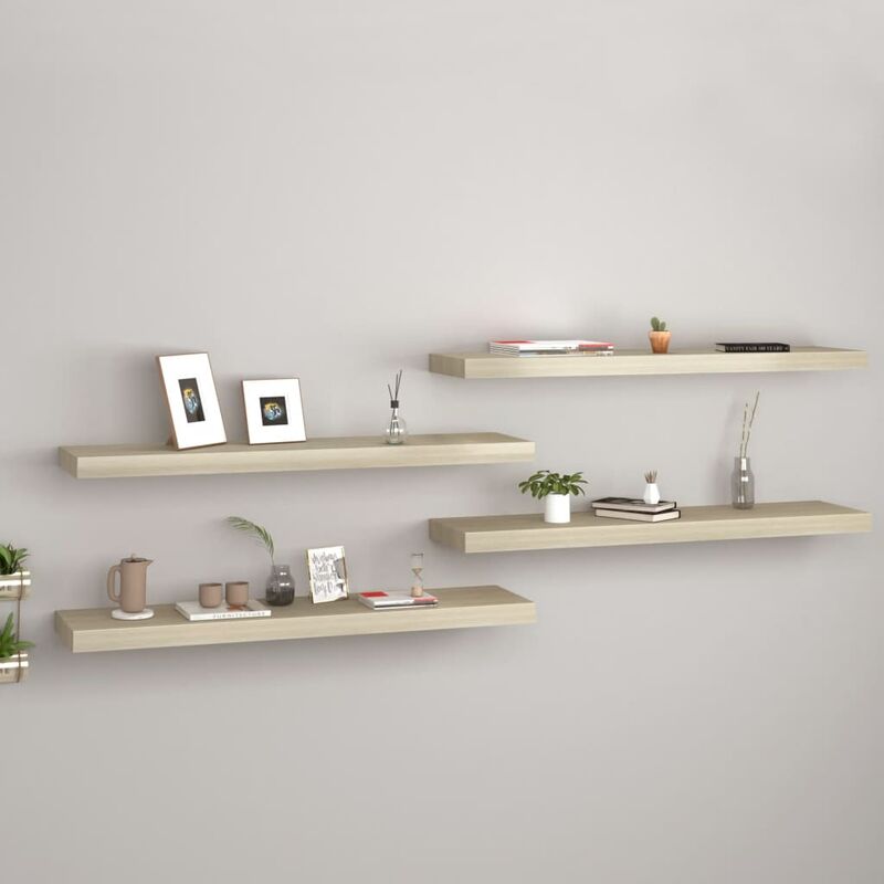 

Estantes flotantes pared 4 uds color roble MDF 90x23,5x3,8 cm