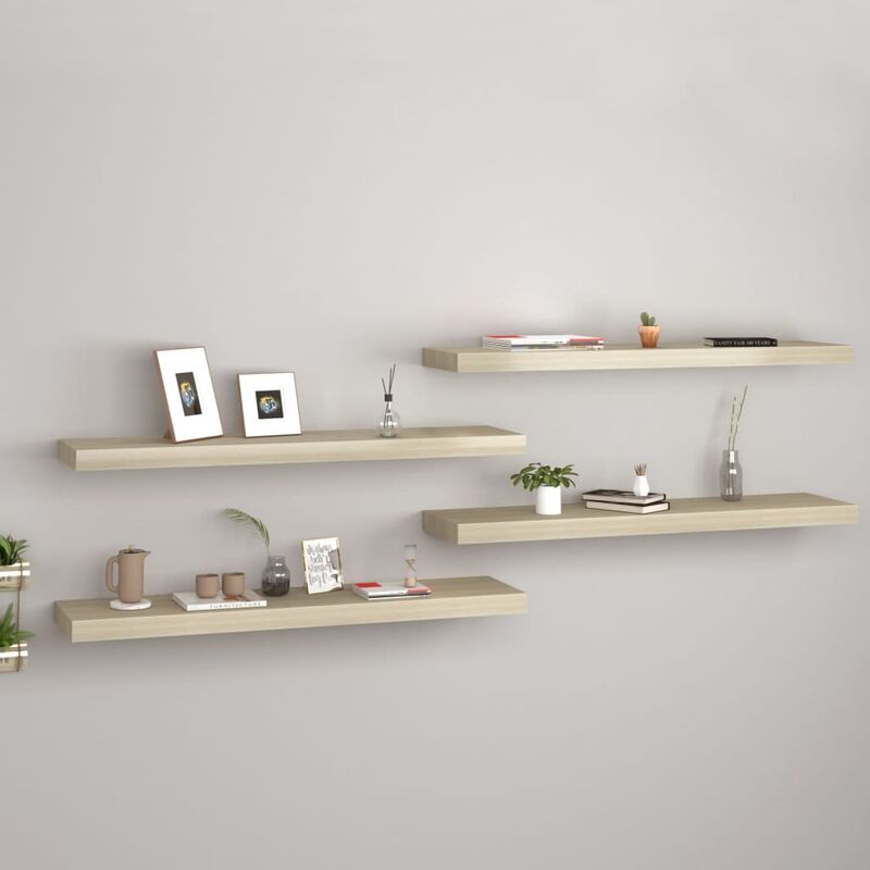 

Estantes flotantes pared 4 uds color roble MDF 90x23,5x3,8 cm - Marrón