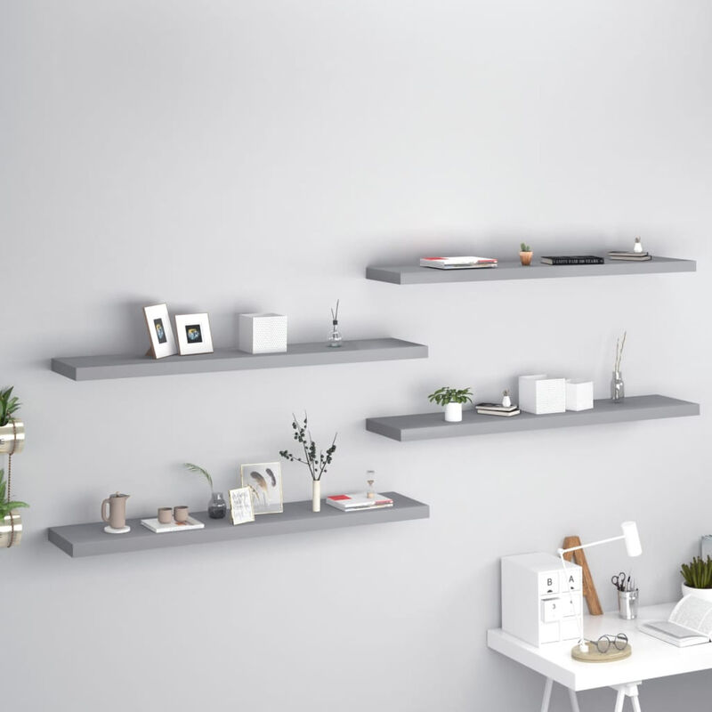 

Happyshopping - Estantes flotantes pared 4 uds gris MDF 120x23,5x3,8cm
