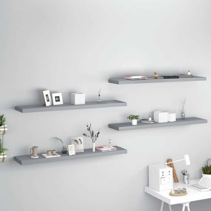 

Estantes flotantes pared 4 uds gris MDF 120x23,5x3,8cm - Gris