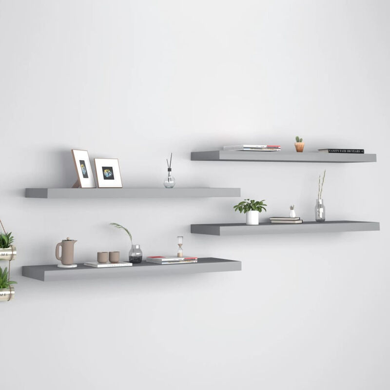 

Estantes flotantes pared 4 uds gris MDF 90x23,5x3,8 cm
