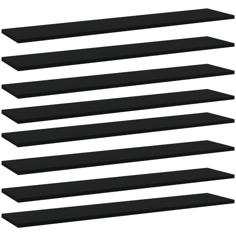 

Estantes para estantería 8 uds aglomerado negro 100x20x1,5 cm
