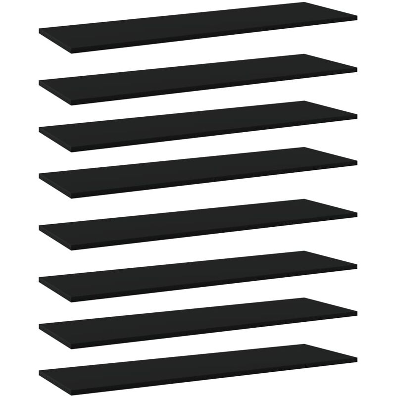 

Estantes para estantería 8 uds aglomerado negro 100x30x1,5 cm
