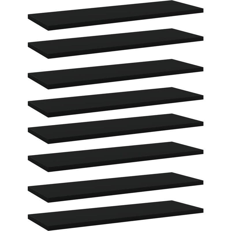 

Estantes para estantería 8 uds aglomerado negro 60x20x1,5 cm
