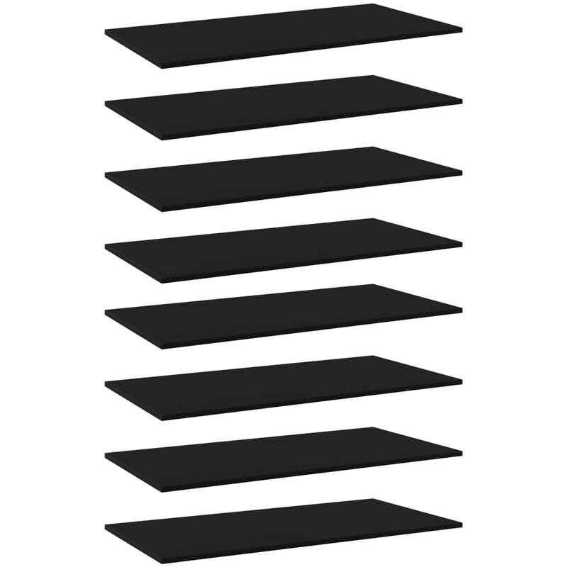 

Estantes para estantería 8 uds aglomerado negro 80x30x1,5 cm