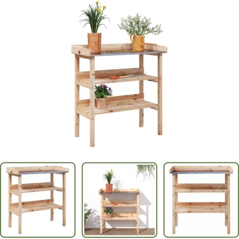 Estantes para macetas -  Mesa para plantas con estantes madera maciza abeto 78x38x82,5cm