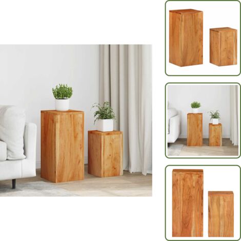 Estantes para plantas - vidaXL Soportes para plantas 2 unidades madera maciza de acacia - Mesas auxiliares