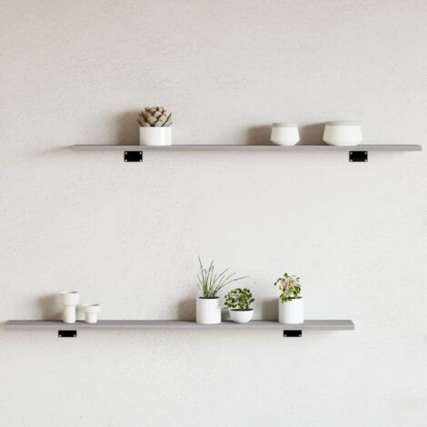 Estantes pared 4 uds madera ingeniería gris 100x10x1,5cm