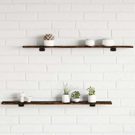 Estantes pared 4 uds madera ingeniería roble humo 100x10x1,5 cm