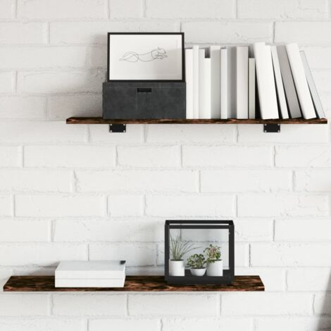 Estantes pared 4 uds madera ingeniería roble humo 80x20x1,5 cm