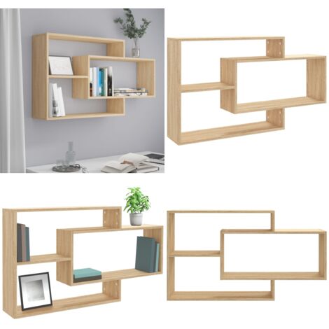 Estantes pared madera contrachapada color roble 104x20x58,5 cm - Estantería de madera - Estantería cuadrada