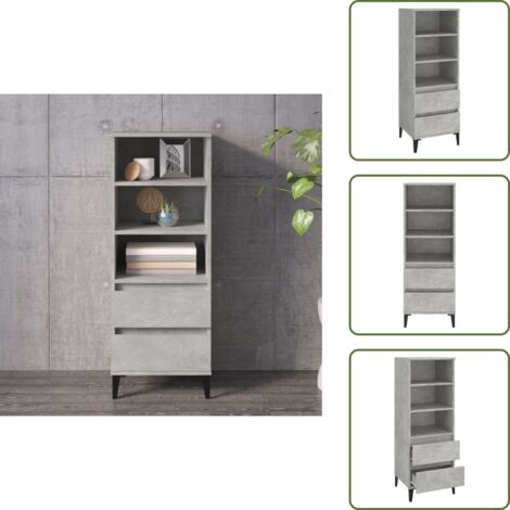 Estantes - vidaXL Aparador alto madera contrachapada gris hormigón 40x36x110 cm - Cajones