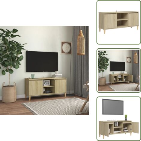Estantes - vidaXL Mueble de TV patas madera maciza roble Sonoma 103,5x35x50 cm - Estantería