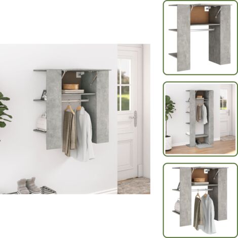 Estantes - vidaXL Mueble recibidor madera ingeniería gris hormigón 97,5x37x99 cm - Perchero