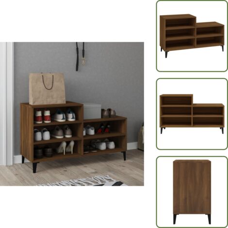 Estantes - vidaXL Mueble zapatero madera contrachapada roble marrón 102x36x60 cm - Muebles de madera