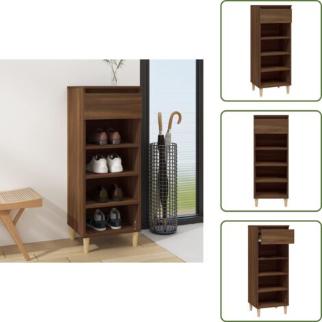 Estantes - vidaXL Mueble zapatero madera contrachapada roble marrón 40x36x105 cm - Cajón