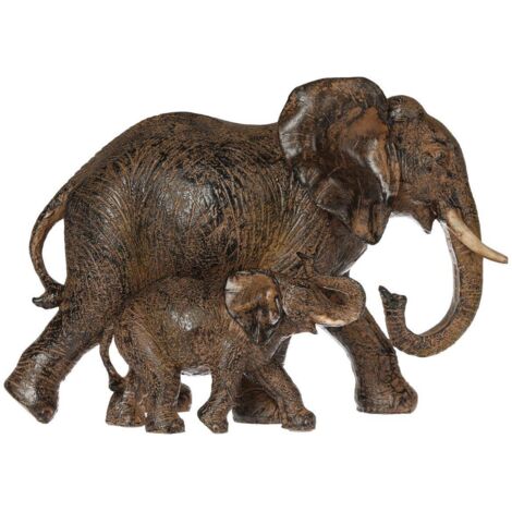 Estatua 2 elefantes Kenna H.15,5cm resina - Atmosphera créateur d'intérieur