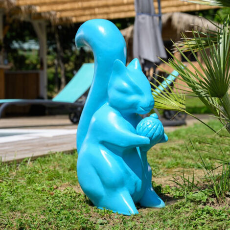 Estatua de ardilla para jardí­n turquesa de 64 cm
