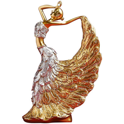 Estatua de bailarina de pavo real, figura de bailarina de pavo real, escultura de niña bailarina para decoración de mesa del hogar