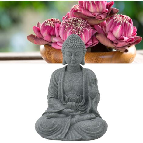 Estatua de Buda hecha de arenisca verde, figura sedente, adorno, decoración para sala de estar, jardín, modelo 7135K-02