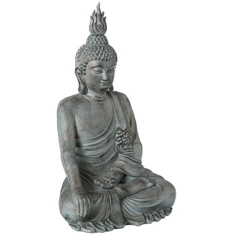 JJA Estatua de buda sentado de óxido de magnesio gris 65x106cm