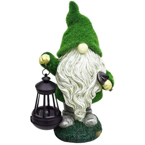 Estatua de enano KZQ de 33 cm para jardín, adorno para exteriores, figura de enano de resina impermeable para decoración de patio (33 x 20 x 12 cm)