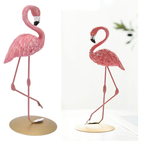 Estatua de flamenco de resina, figura de flamenco, adorno de flamenco, decoración para sala de estar, oficina o dormitorio, 17 cm, resina