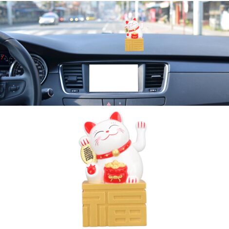 Estatua de gato de la suerte [Figura] + Gato de la suerte con energía solar + Modelo de 10 cm + Blanco, con energía solar, Feng Shui