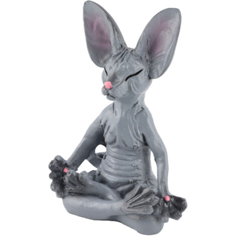 Estatua de gato meditando – Figura de gato esfinge en postura de yoga, gris – Decoración para el hogar, la oficina o la estantería, 8 x 4 cm