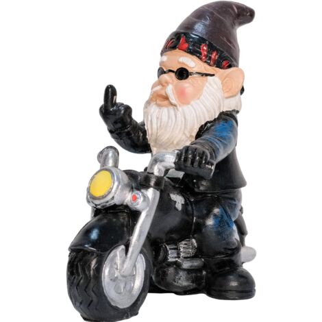 Estatua de gnomo de jardín de gnomo de motocicleta, 13,3 cm x 13 cm, estatua de gnomo de jardín, protector solar impermeable, adorno de jardín, gnomo de jardín, decoración de patio, decoración de balc