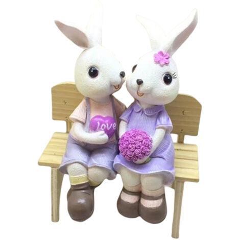 Estatua de Pascua Amigo RabbitsHappy, 2 piezas, figura de resina multicolor, 15 cm, regalo festivo, decoración de mesa