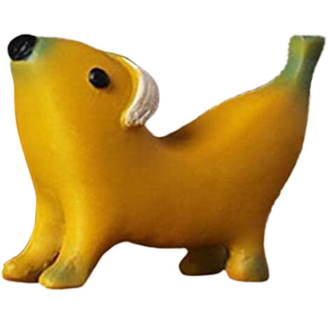 Estatua de perro con forma de plátano hecha de resina: divertida escultura decorativa.