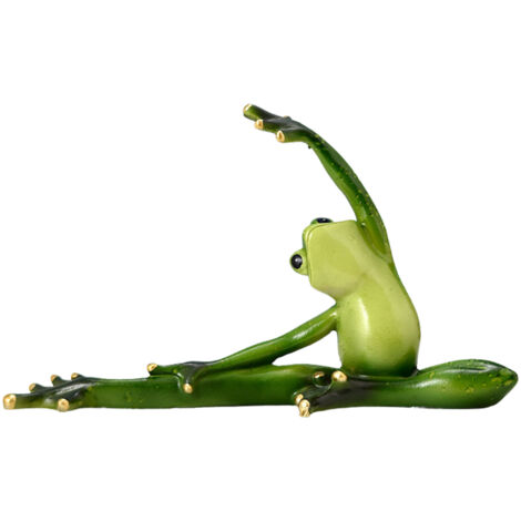 Estatua de rana verde haciendo yoga, hecha de resina – decoración para oficina y hogar – 1 figura
